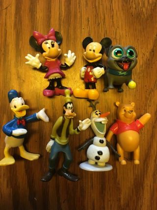 7 Disney Figurines Cake Toppers Mickey & Minnie Mouse Donald Duck & Goofy