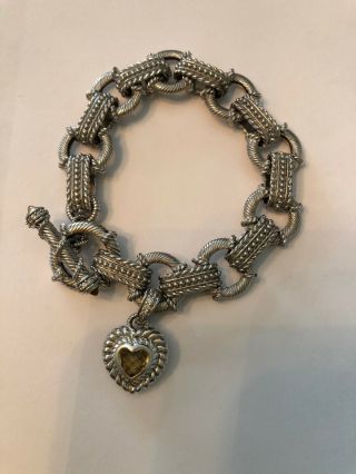 Qvc Vintage Judith Ripka.  925 Sterling Silver Link Bracelet W Citrine Enhancer