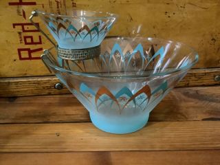 Vintage Mcm Mid Century Modern Anchor Hocking Happy Hour Chip And Dip Set