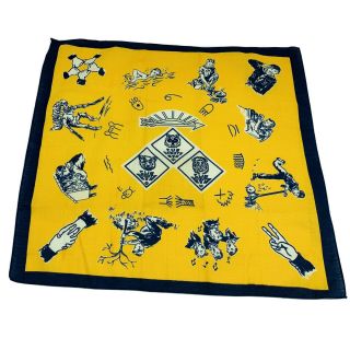 Vintage Yellow & Blue Early Cub Scouts Boy Scouts Of America Bsa Handkerchief