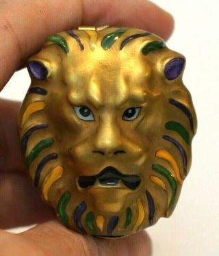 Vintage French Limoges Trinket Box Handpainted Porcelain Lion Head