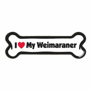 I Love My Weimaraner Dog Bone Car Magnet