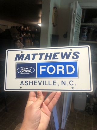 1970s Matthews Ford Dealership Booster License Plate Asheville Nc