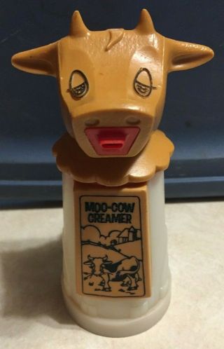 Vintage Whirley Industries Moo - Cow Plastic Creamer Cup Milk Kitchen Coffee Usa