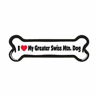 I Love My Greater Swiss Mountain Dog Bone Car Magnet
