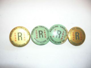 4 Rare 1938 - 39 - 1939 - 40 Roebling,  Nj Employees Association Inc Pins