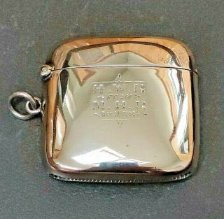 Antique Sterling Silver Vesta Case Match Safe 1902 Birmingham 44g