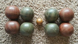 Vintage Wooden Sportcraft Bocce Ball Set Made In Italy 8 Balls,  1 Wood Pallino 2