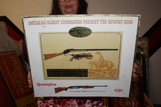 Vintage 1966 Remington Du Pont Rifles Shotgun Gun Deer Duck Hunting 17 " Sign
