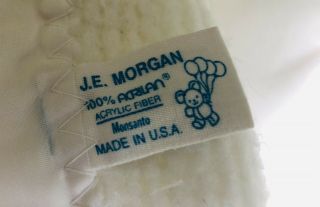 Vintage Baby Morgan White Waffle Weave Crib Blanket Satin Trim 48 