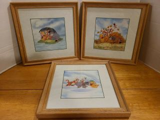 Disney Winnie The Pooh 100 Acre Wood Set Of 3 Vintage Series Framed Art Prints