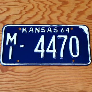 1964 United States Kansas Miami County Passenger License Plate Mi 4470