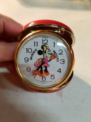 Vintage Walt Disney Minnie Mouse Travel Alarm Clock Minnie Mouse Alarm