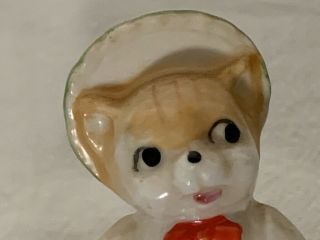 Vintage 2 3/8 " Bone China Cat Figurine • Orange Tabby • Korea • Bonnet & Parasol