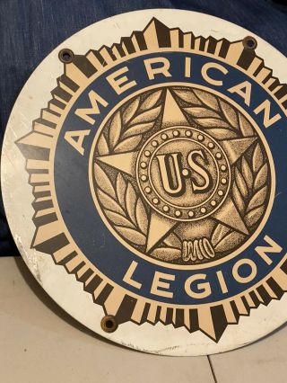 Vintage US American Legion Round Metal Sign 18” United States Military 2