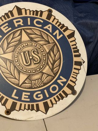 Vintage US American Legion Round Metal Sign 18” United States Military 3