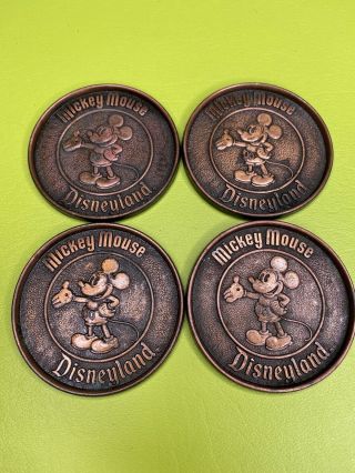 4 Vintage Disneyland Mickey Mouse Metal Century Coasters Made In Canada