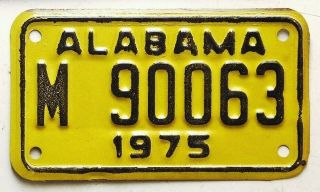 1975 Alabama Motorcycle License Plate Tag - Exc