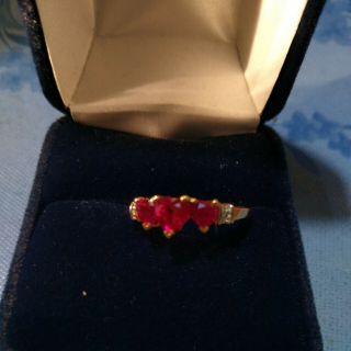 Vintage Pink Sapphires & Diamonds 10 Karat Yellow Gold Ladies Ring