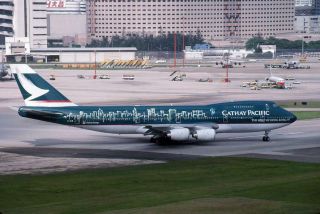 Cathay Pacific 747 Spirit Hong Kong Vr - Hib Yr 1998 Kai Tak H2256 35mm Slide