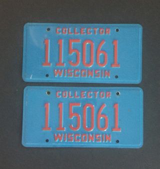 Wisconsin Collector Old License Plate Pair 115061 Car Truck Auto Garage