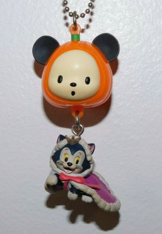 Japan Disney Halloween Figaro Cat Pvc Figure Mickey Pumpkin Bag Charm Keychain