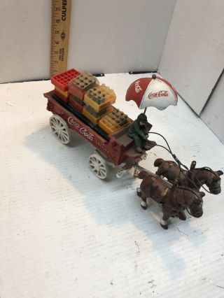 Vintage Cast Iron Coca Cola Horse Drawn Wagon - Price Products Bellmawr Nj Stamp