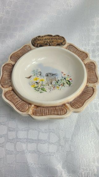 Vintage Treasure Craft Yellowstone National Park Souvenir Ceramic Dish Rabbit Zp
