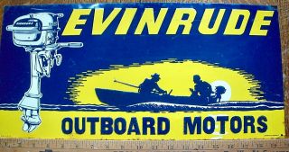 Vintage Evinrude Outboard Motors Tin Advertising Dealer Sign 20 " X 9 1/2 "