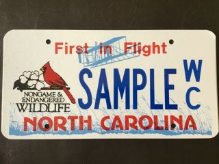 2000 North Carolina Sample License Plate Nongame & Endangered Wildlife Specialty