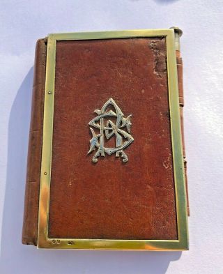 Stunning Victorian Hm 1870 Silver Mounted & Leather Card Case