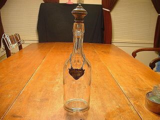 Vintage Cut Glass Whiskey/sherry Bottle With Sterling Stopper & Bottle Tag