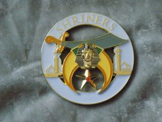 Masonic 3 " Car Emblem Shriners Crescent Scimitar Star Freemasonry