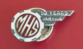 Vintage " Mhs " Wwii Era Wings Employee Service Pin: 10 Years Service; Michigan