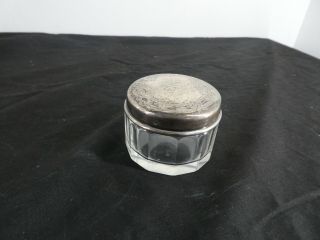 Antique Hallmarked Silver Lidded Cut Glass Jar / Trinket Pot Birmingham 1978 C3