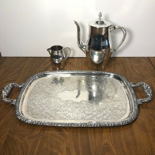 Vintage Oneida Henley Silver Plate Tray And Pitchers Butler 
