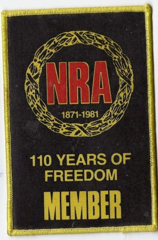 Nra National Rifle Association Patch 110 Years Of Freedom 1871 - 1981 Member 6x4