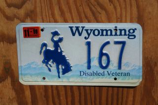 Wyoming Disabled Veteran 167 License Plate 1999