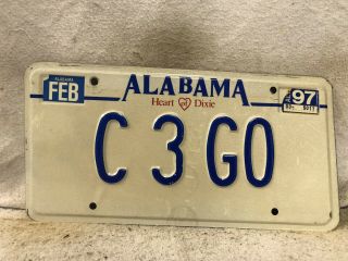 1997 Alabama Vanity License Plate “c 3 Go”