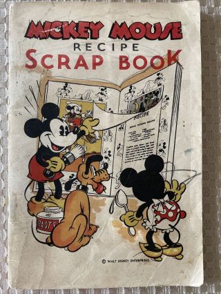 Mickey Mouse Recipe Scrap Book Vintage 1930s Disney Enterprise