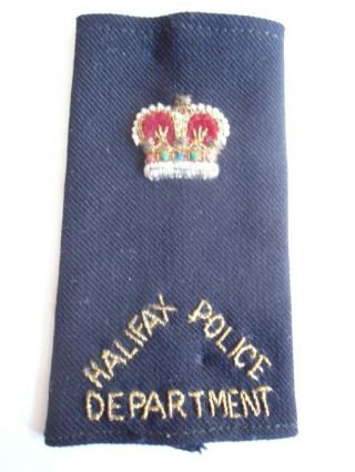 Vintage Crown Halifax Police Epaulette Patch,  Nova Scotia,  Canada,  Police Crest