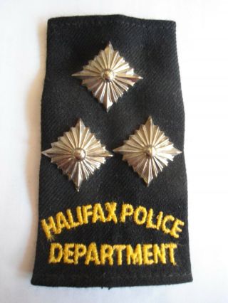 Vintage 3 Pips Halifax Police Epaulette Patch,  Nova Scotia,  Canada,  Police Crest