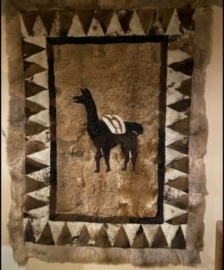 Vintage Llama Alpaca Fur Pelt Wall Hanging Area Rug Peru Tapestry 70” X 54”