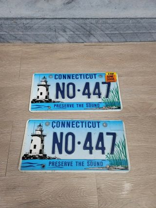 Ct License Plate Pair Preserve The Sound Lighthouse Plates B8