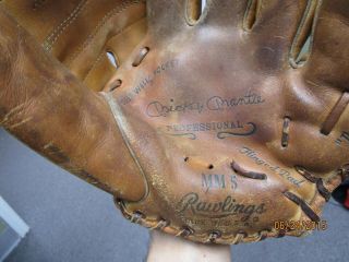 Vintage Rawlings Mickey Mantle MM5 Leather Baseball Glove - RHT 2