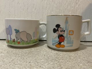 2 Vintage Walt Disney World Coffee Mug Mickey Mouse And Dumbo Made In Japan