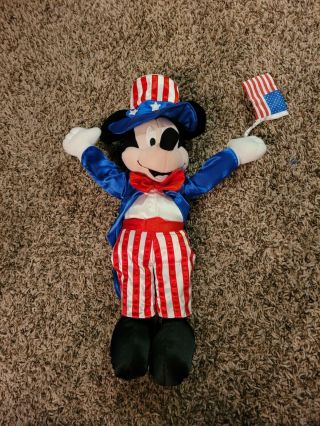 Disney Store Mickey Mouse Plush Patriotic Uncle Sam Usa Flag 4th Of July 18 "