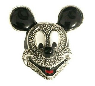 Stunning Vintage Judith Jack Sterling Silver Disney Mickey Mouse Large Brooch