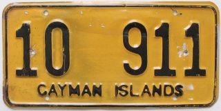 Cayman Islands 1974 Series License Plate,  10 911,  British Carribean Territory