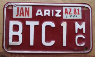 Arizona 1981 Motorcycle License Plate Quality Btc1